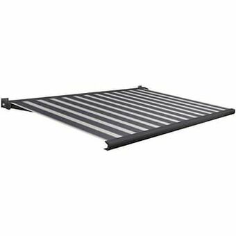 Brico Domasol zonnetent elektrisch met afstandsbediening ’Factor 20-A’ blauw/wit smalle strepen 300 x 250 cm aanbieding