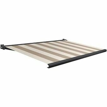 Brico Domasol zonnetent elektrisch met afstandsbediening ’Factor 20-A’ beige/wit brede strepen 400 x 250 cm aanbieding