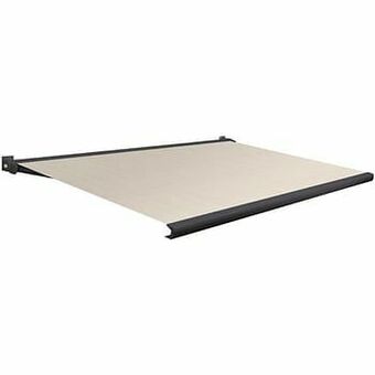 Brico Domasol zonnetent elektrisch met afstandsbediening ’Factor 20-A’ bruin/wit smalle strepen 350 x 250 cm aanbieding