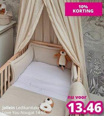 Jollein ledikantlaken love you nougat