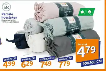 Percale hoeslaken 90*200cm