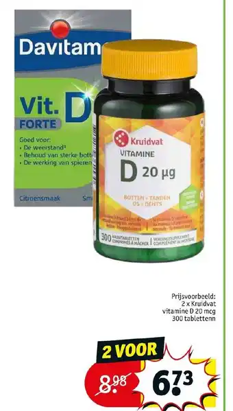 Kruidvat Vitamine D 20 mcg 300 tablettenn aanbieding