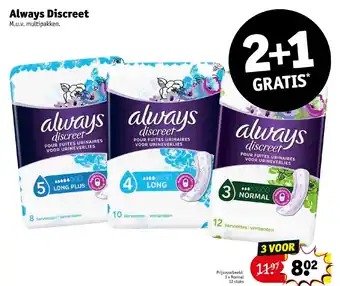 Kruidvat Always discreet 2+1 gratis aanbieding