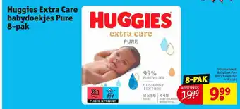 Kruidvat Huggies extra care babydoekjes pure 8-pak aanbieding