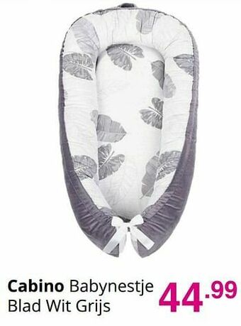 Cabino babynestje blad wit grijs