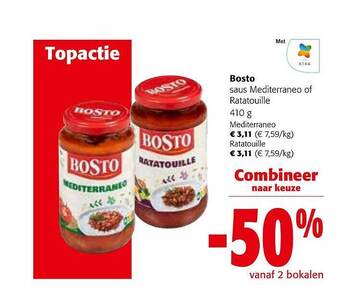 Colruyt Bosto saus mediterraneo of ratatouille aanbieding