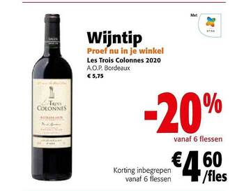 Colruyt Les trois colonnes aop bordeaux aanbieding