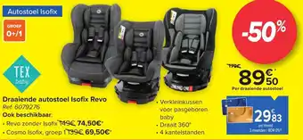 Carrefour Tex baby draaiende autostoel isofix revo ref. 6079276 aanbieding