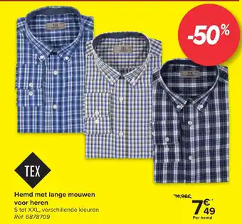 Carrefour Tex hemd met lange mouwen voor heren s tot xxl, per hemd ref. 6878709 aanbieding