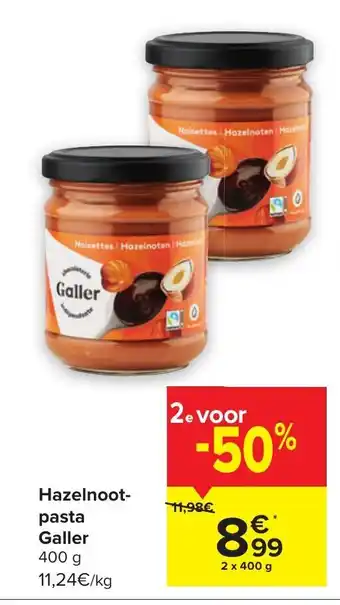 Carrefour Hazelnoot pasta galler 2 x 400g aanbieding