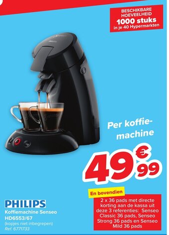 Carrefour Philips koffiemachine senseo HD6553/67 ref. 6771733 aanbieding