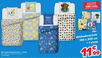Carrefour Microvezel dekbedovertrek + 1 sloop 140 x 200cm ref. 6903567 aanbieding