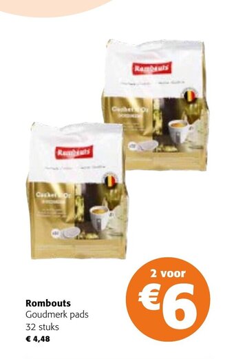 Colruyt Rombouts goudmerk pads 32 stuks aanbieding
