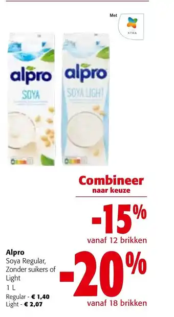 Colruyt Alpro Soya Regular, Zonder Suikers of Light 1L aanbieding