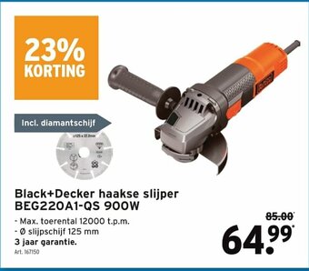 GAMMA Black + Decker haakse slijper BEG220A1-QS 900W aanbieding