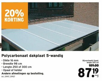 GAMMA Polycarbonaat dakplaat 5-wandig aanbieding