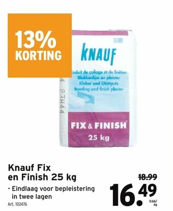 GAMMA Knauf Fix en Finish 25kg aanbieding