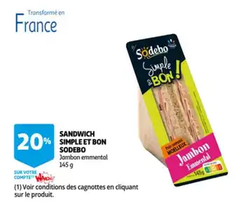 Sandwich simple et bon sodebo 145g