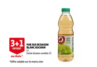 Auchan Pur jus de raisin blanc auchan 1 Liter aanbieding