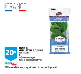 Auchan Menthe cueillettes & cuisine 11g aanbieding