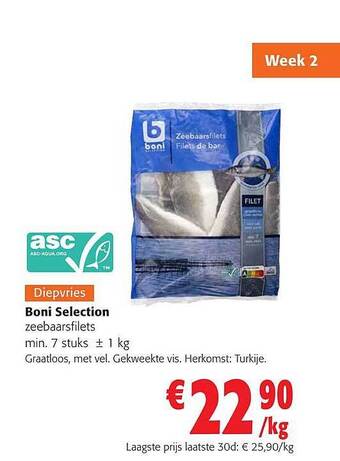 Colruyt Boni selection zeebaarsfilets aanbieding