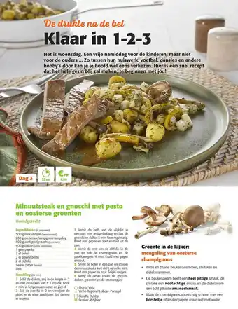 Minuutsteak en gnocchi met pesto en oosterse groenten
