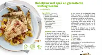 Kabeljauw met spek en geroosterde wintergroenten