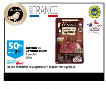 Auchan JAmbon de bayonne mmm 100g aanbieding