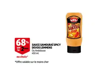 Auchan Sauce samourai spicy devos lemmens 450ml aanbieding