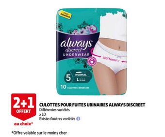 Auchan Culottes pour fuites urinaires always discreet aanbieding