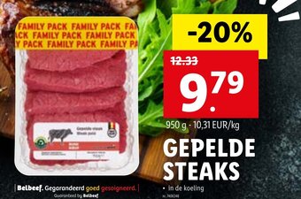 Lidl Gepelde steaks 950g aanbieding
