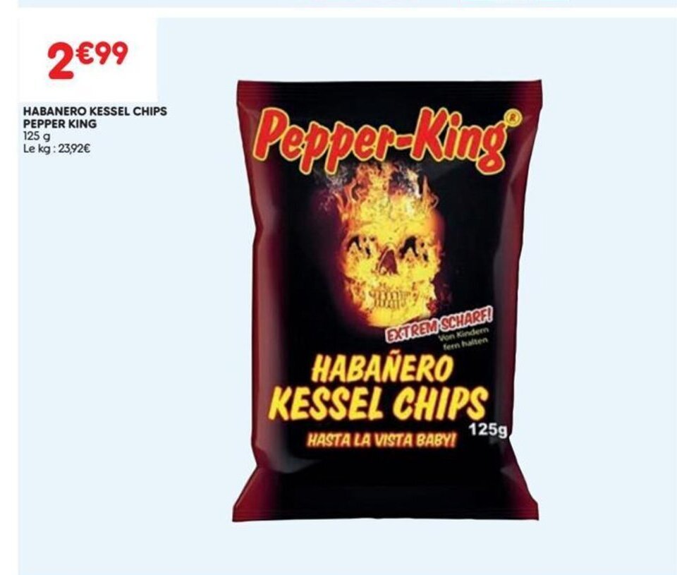 Pepper King Habanero Kessel Chips 125g promotie bij Leader Price