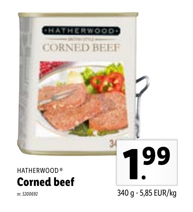 Hatherwood corned beef 340g promotie bij Lidl