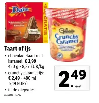 Lidl Taart of ijs aanbieding