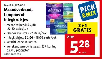 Maandverband, tampons of inlegkruisjes