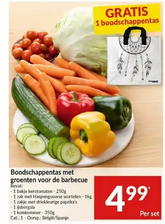 Intermarché Boodschappeentas met groenten voor de barbecue aanbieding
