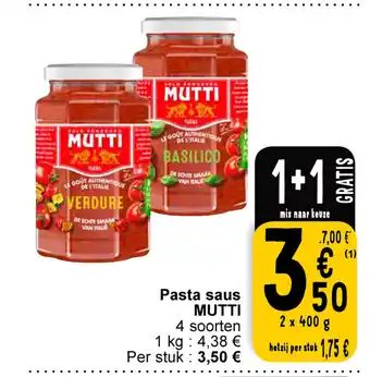 Cora Mutti Pasta saus 4 soorted 1+1 gratis aanbieding