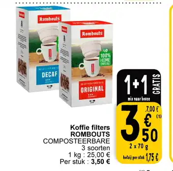 Cora Rombouts koffie filters 70g 1+1 gratis aanbieding