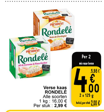 Cora Rondele verse kaas 2 x 125g aanbieding