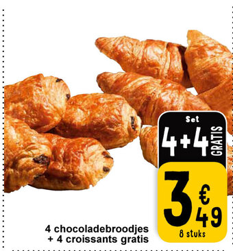 Cora 4 chocoladebroodjes + 4 croissants gratis aanbieding