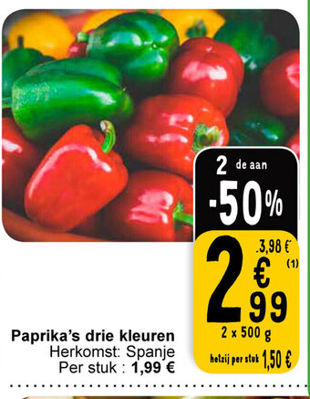 Cora Paprika's drie kleuren 2 x 500g aanbieding