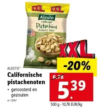 Lidl Alesto californische pistachenoten 500g aanbieding