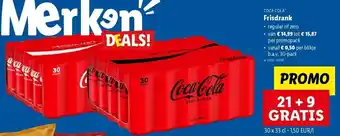 Lidl Coca-cola frisdrank 30 x 33cl 21+9 gratis aanbieding