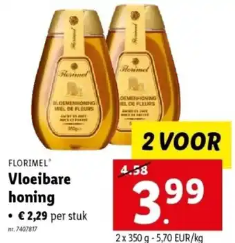 Lidl Florimel vloeibare honing 2 x 350g aanbieding