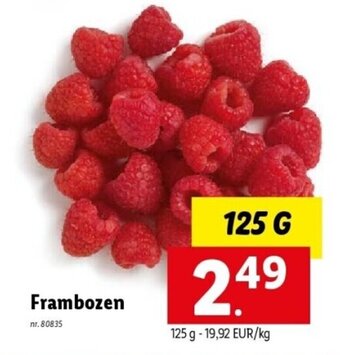 Lidl Frambozen 125g aanbieding