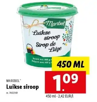 Lidl Maribel luikse siroop 450ml aanbieding