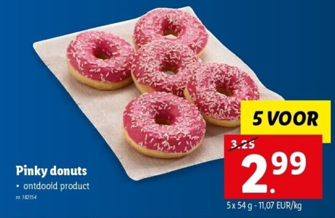 Pinky donuts 5 x 54g promotie bij Lidl