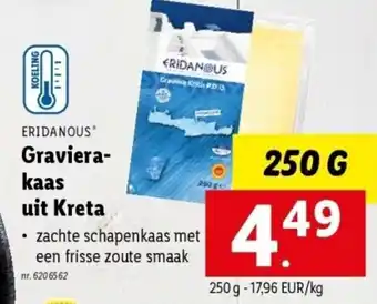 Lidl Eridanous graviera- kaas uit kreta 250g aanbieding
