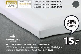 Jysk Satijnen hoeslaken voor dekmatras aanbieding