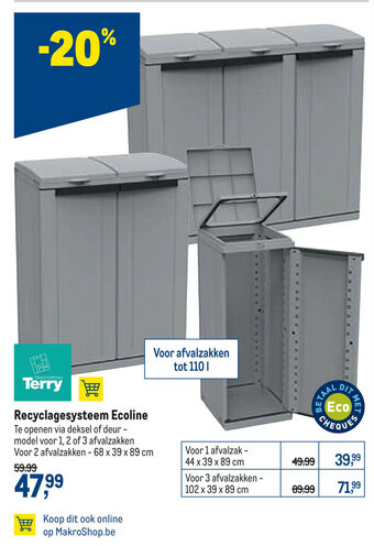 Makro Recyclagesysteem ecoline aanbieding